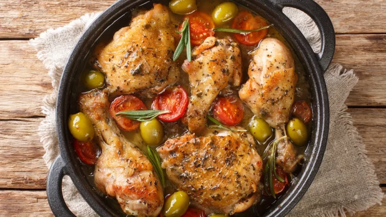 Ce poulet mijoté aux olives est un concentré de saveurs et de gourmandise, facile à préparer !